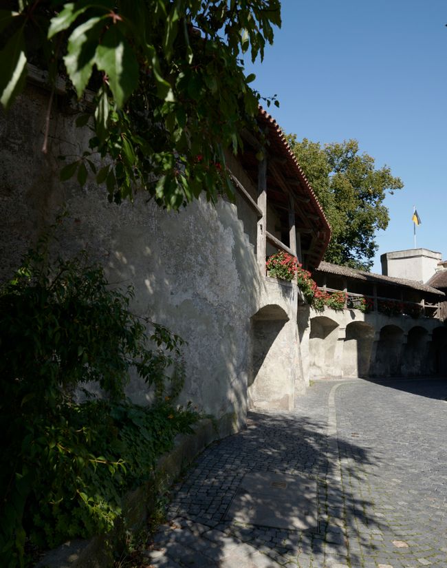 Altstadt von Schongau. Radfahren entlang dem Lechradweg. 